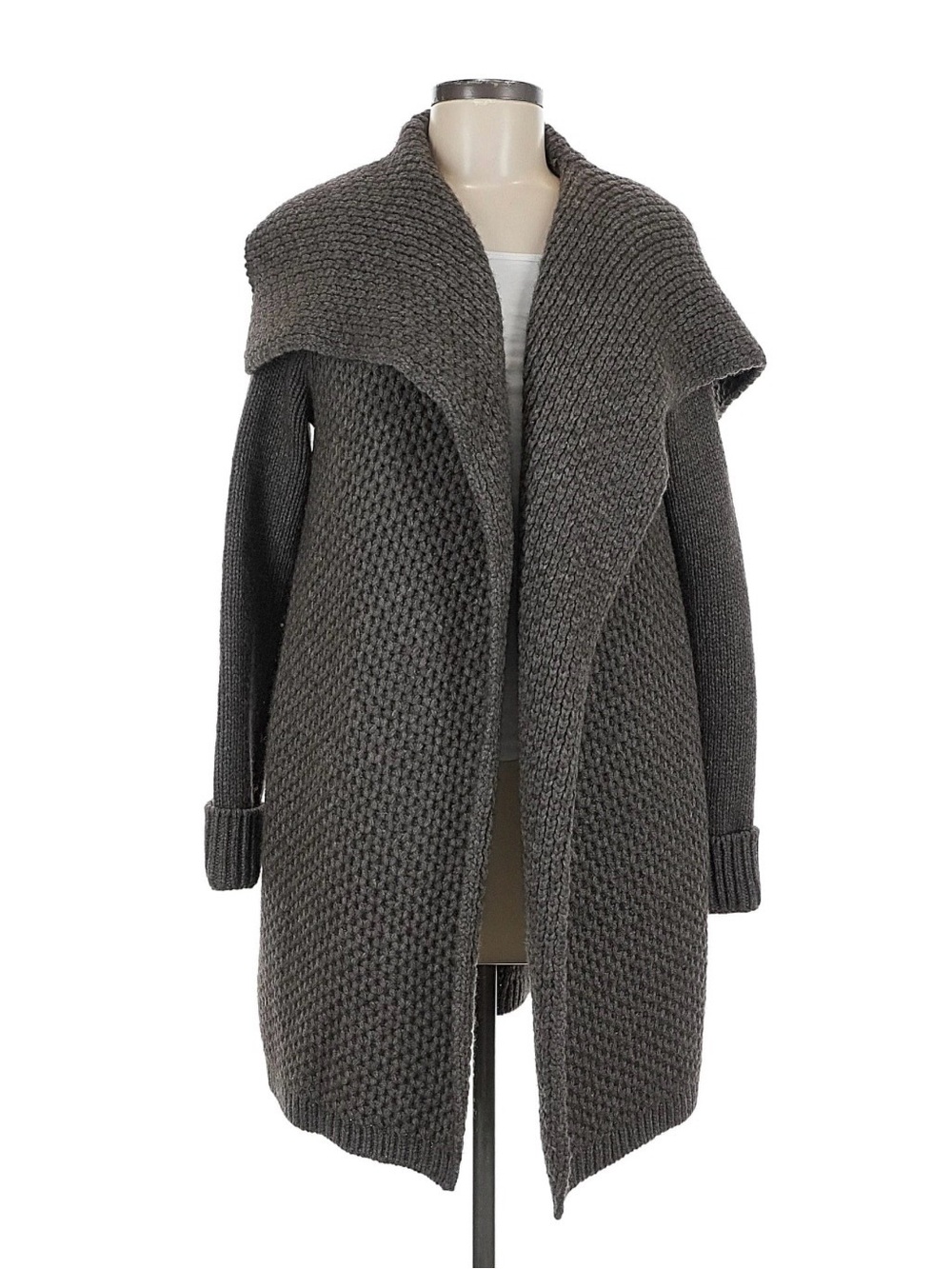 Vince Brown Open-Front Shawl Collar Cardigan